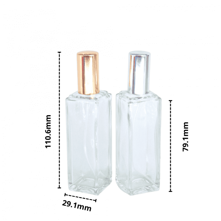 Chai Chiết Nước Hoa 20ml - Thân Trụ Vuông, Nắp Vàng/Bạc